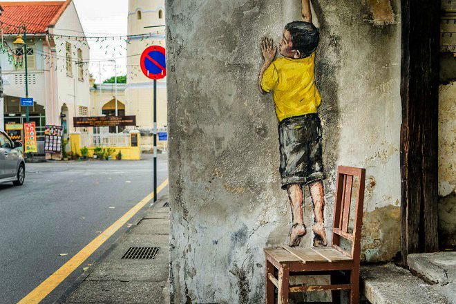 Du lịch ở Malaysia nhớ ghé Penang khám phá nghệ thuật đường phố - Khi tới du lịch ở Malaysia du khách không thể bỏ lỡ những tác phẩm nghệ thuật đường phố độc đáo. Ảnh: Another World